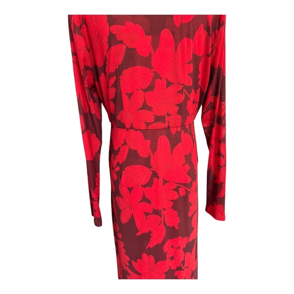 🩸🟣 EUC CABI Deep Red & Plum Floral Mesh Shirt Dress | Sz S - Picture 9 of 11